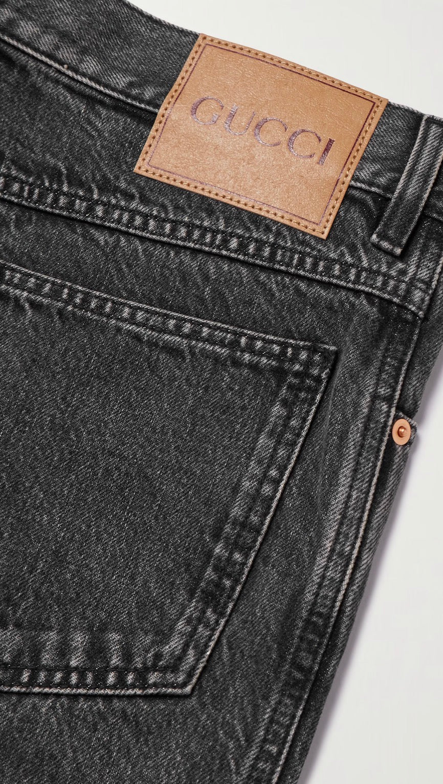Gucci Tapered Logo Print Jeans