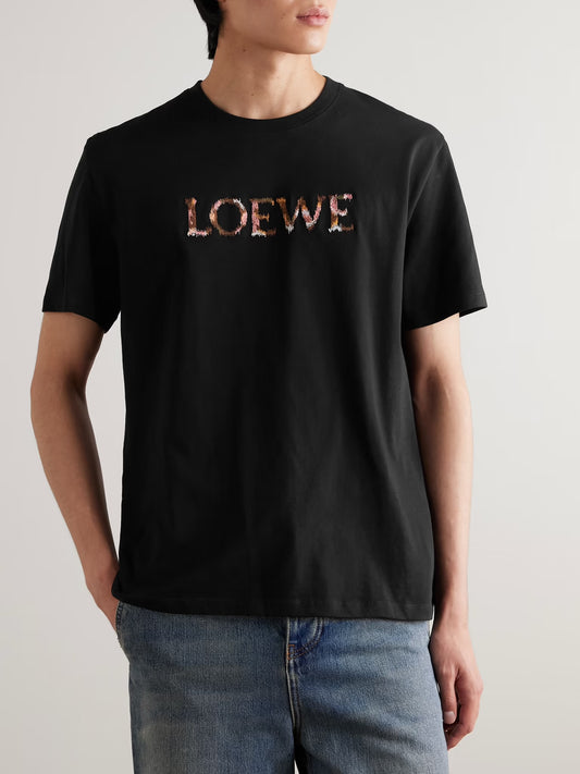 Loewe- Logo Embroidered Cotton- Jersey T-shirt
