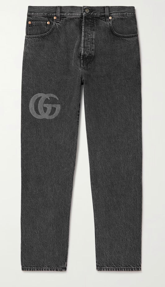 Gucci Tapered Logo Print Jeans