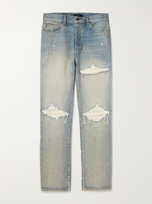AMIRI MX1 Skinny-Fit Panelled Distressed Jeans