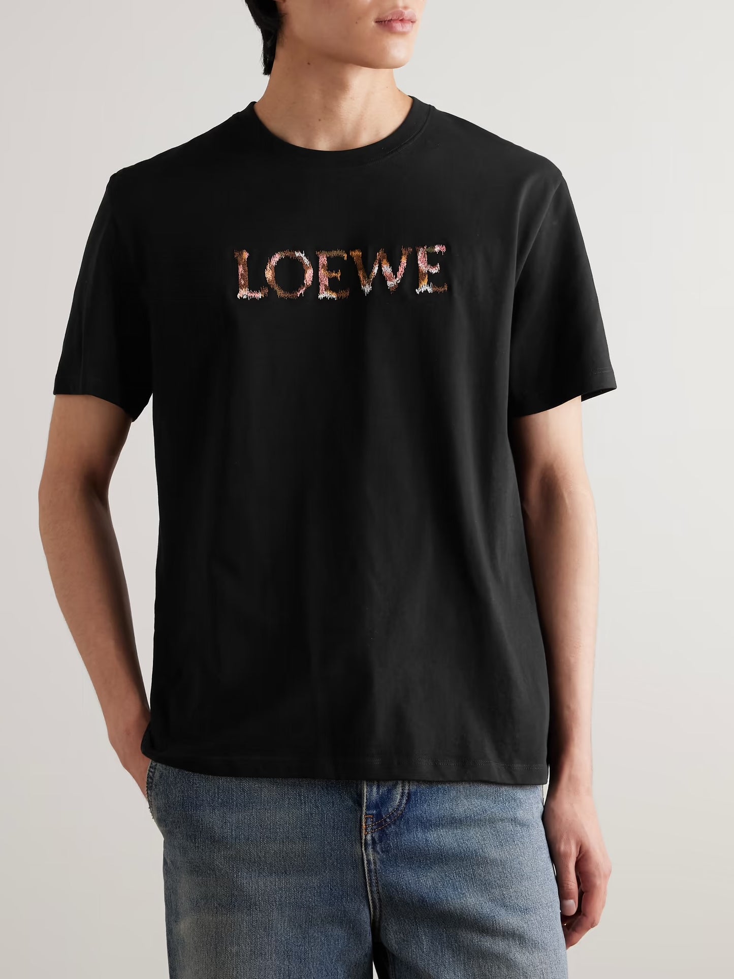 Loewe- Logo Embroidered Cotton- Jersey T-shirt