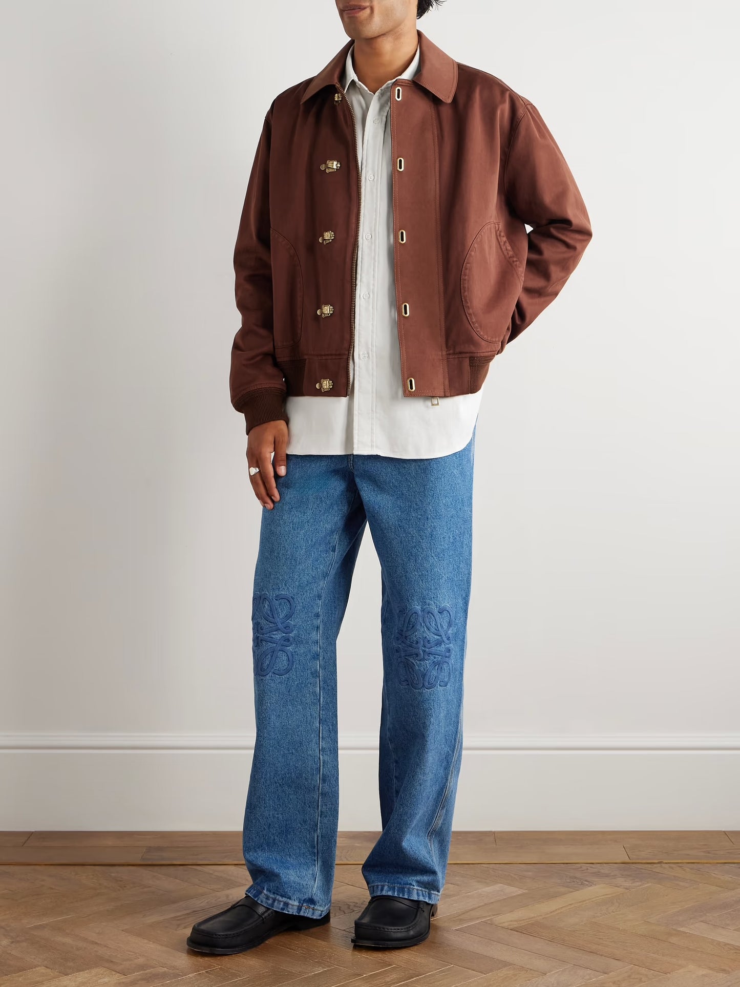 Loewe Anagram Wide-Leg Logo-Embroidered Jeans