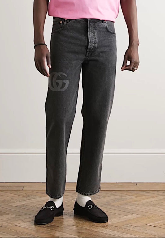 Gucci Tapered Logo Print Jeans