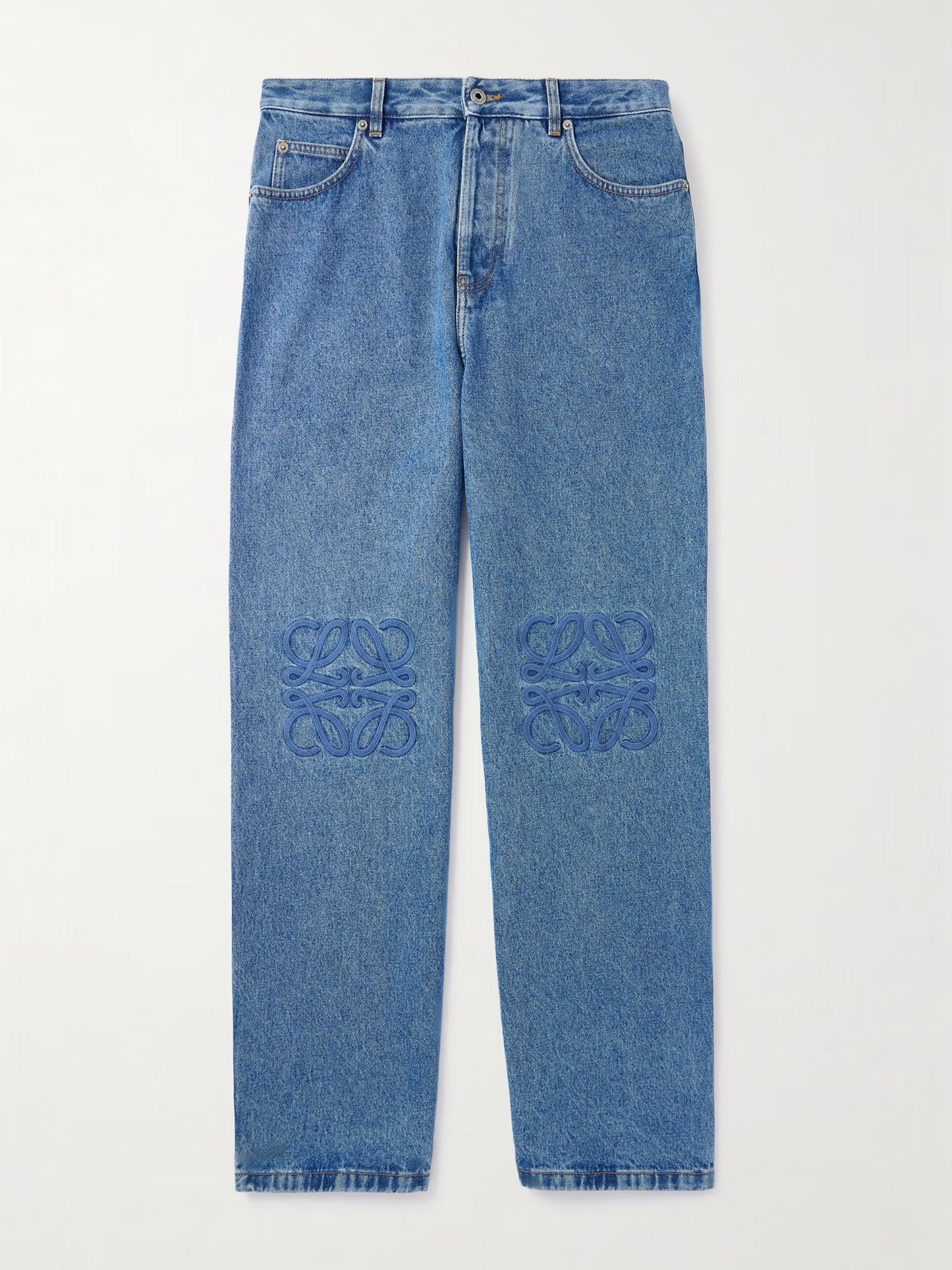 Loewe Anagram Wide-Leg Logo-Embroidered Jeans